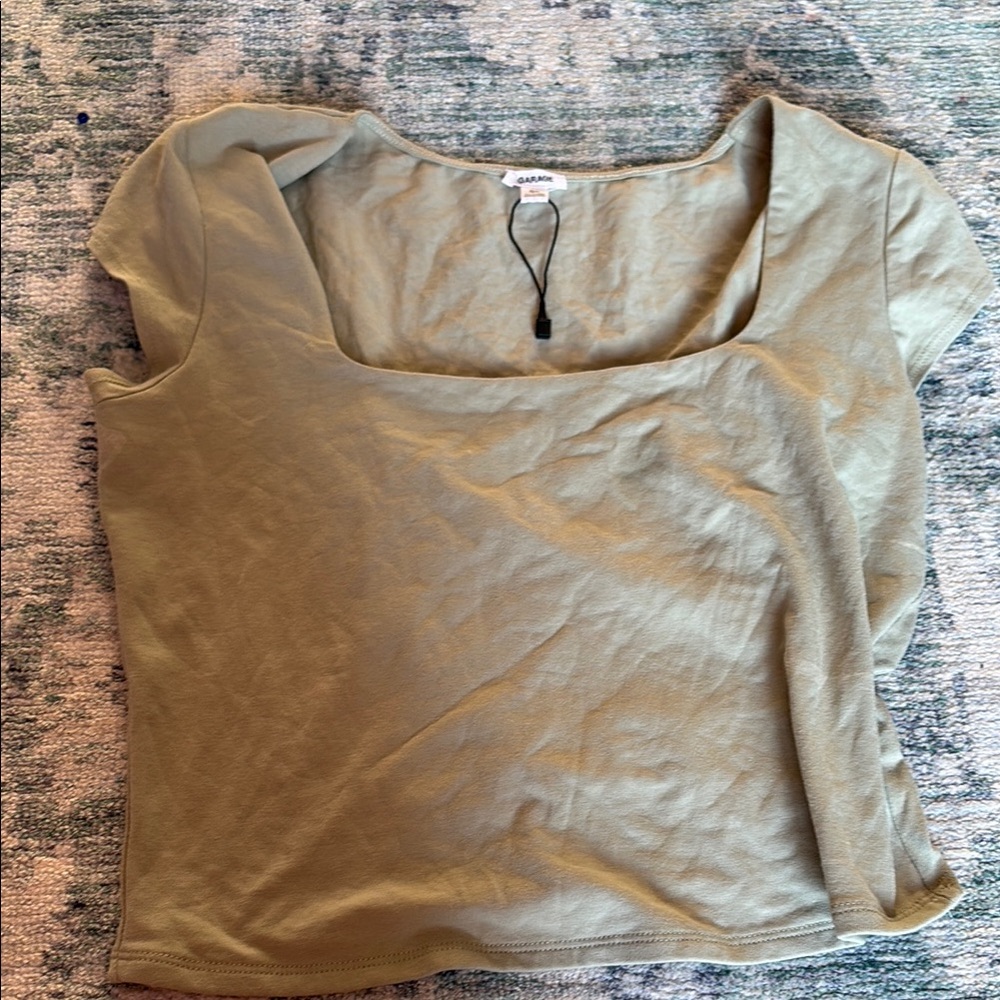 Zara Tan Fitted Cap Sleeve Blouse